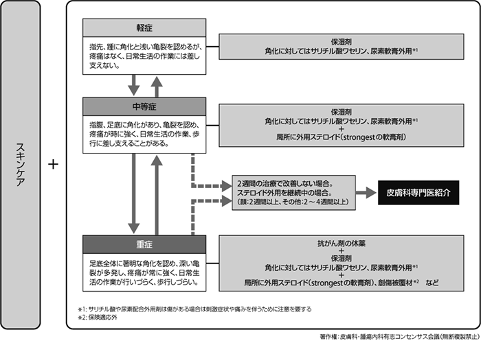 図4　角化・亀裂に対する治療アルゴリズム